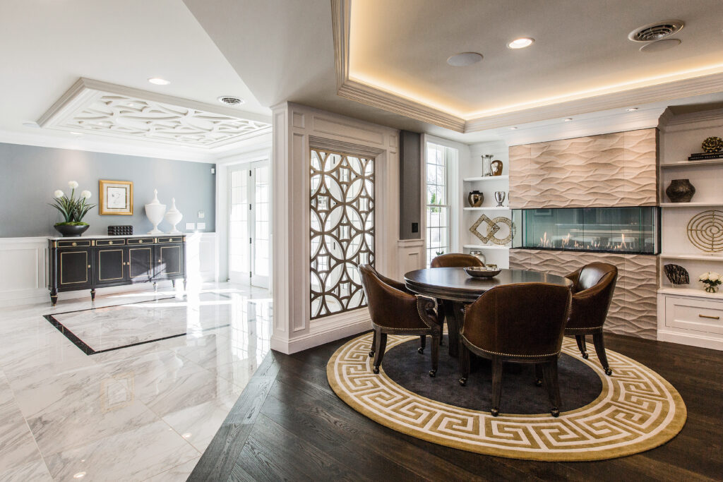 basement fireplace and screen
